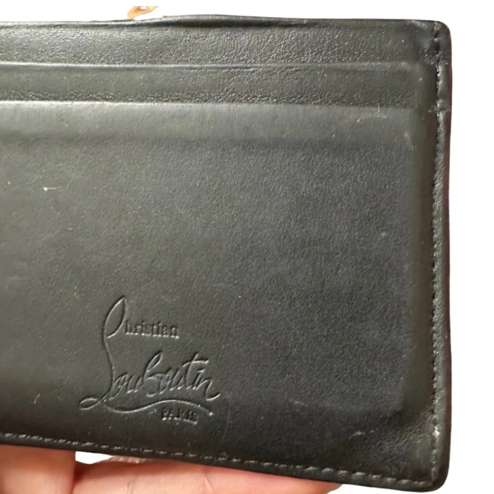 CHRISTIAN LOUBOUTIN Kios Spiked Card Holder w/Auth Cards, Box, & Dust Bag. EUC